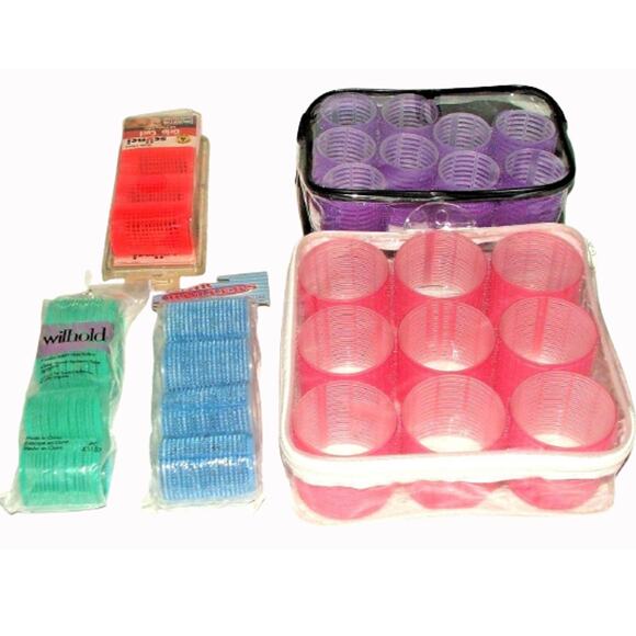 Vtg Grip N Curl Hair Rollers Curlers Different‎ Sizes Some in Packages Lot of 30 - Picture 1 of 5